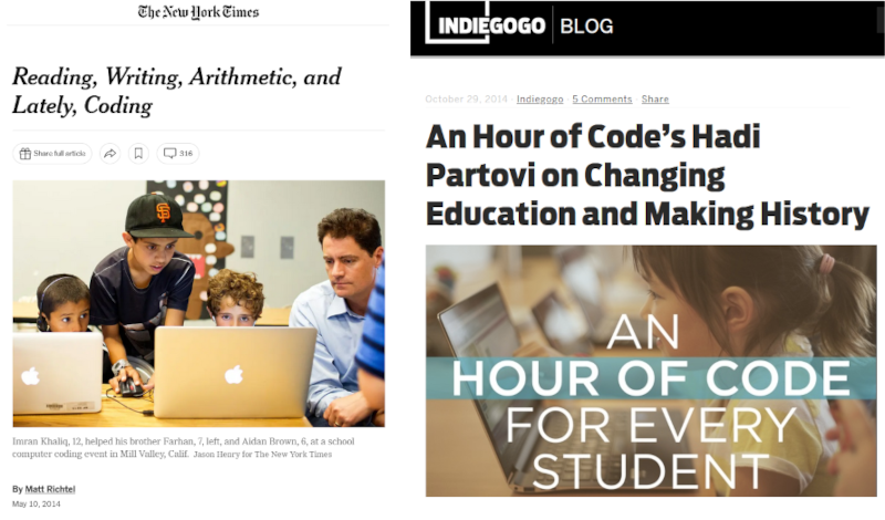 Repercussão da iniciativa Hour of Code (2014): The New York Times e Indie Gogo