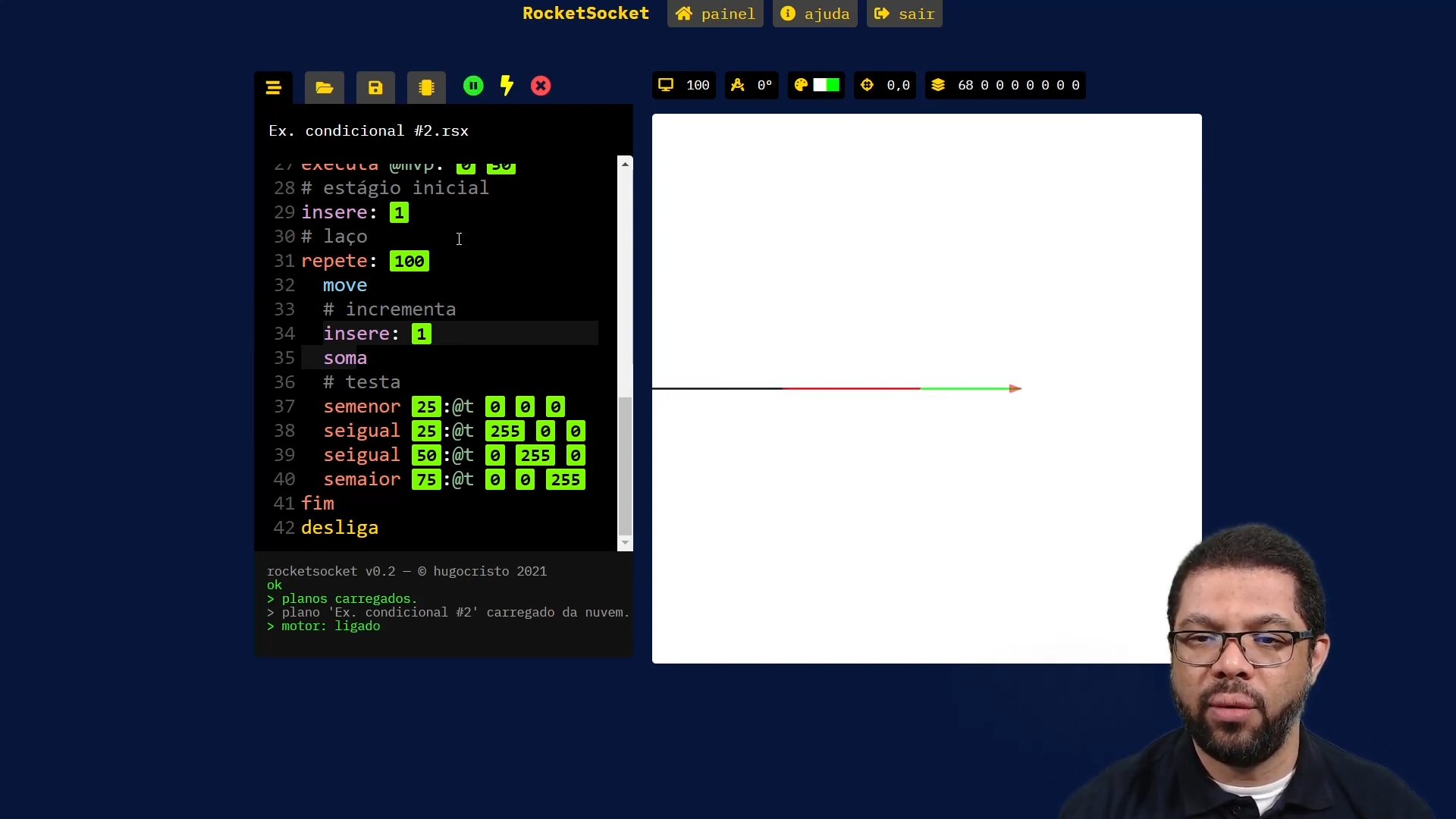 Enquadramento alternativo da imagem para demonstrações de programas.